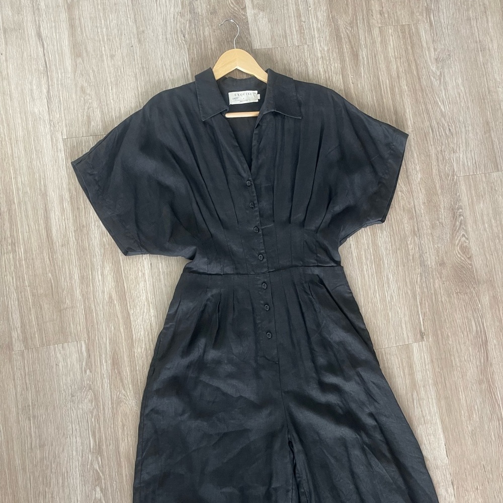Anthropologie Exquise Black Tobie Jumpsuit | Minimalist | size medium - Picture 6 of 8